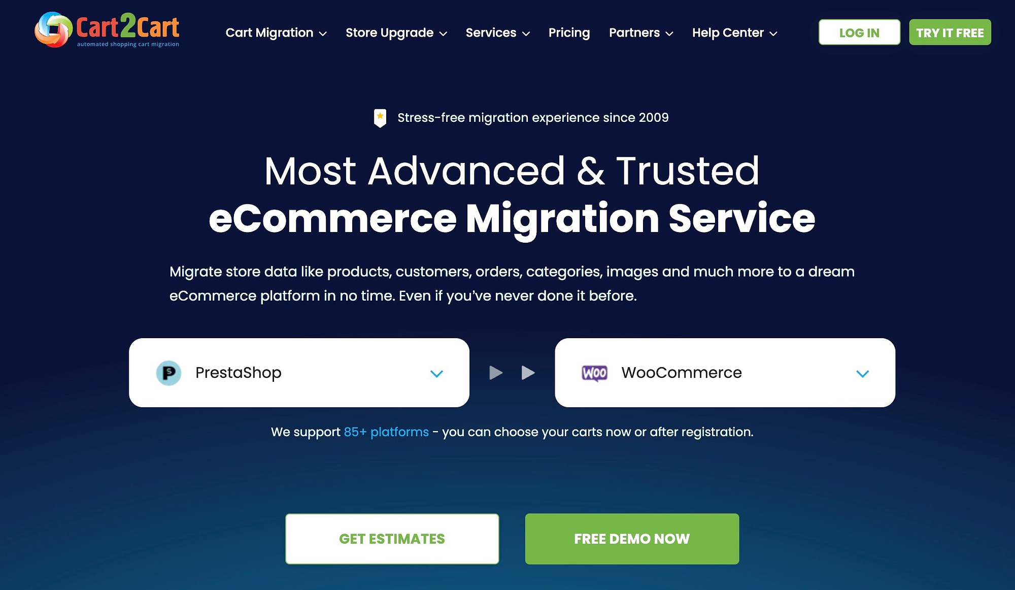 Cart2Cart is a fast and affordable app for the PrestaShop to WooCommerce migration.