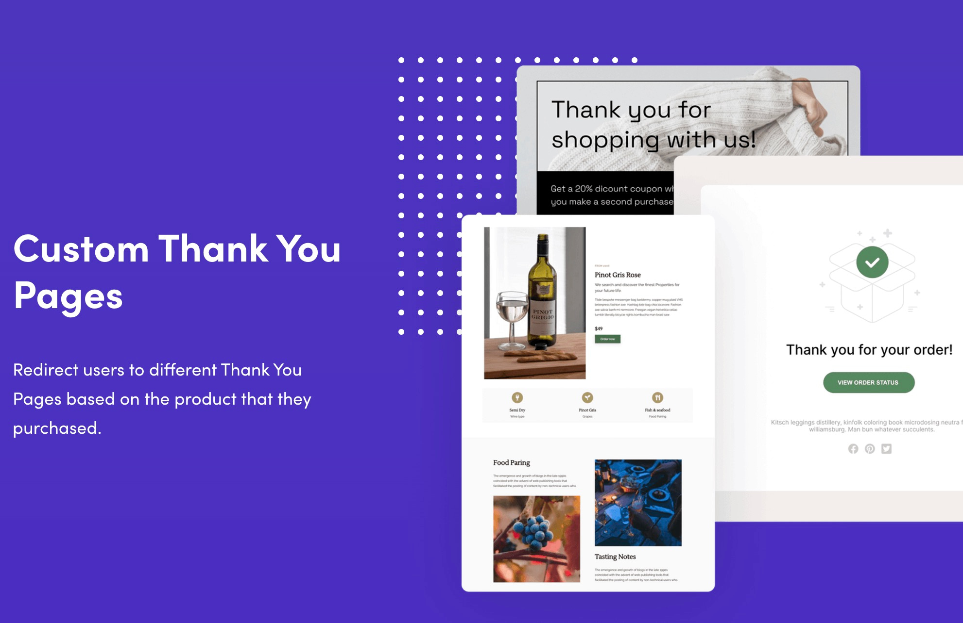 Custom WooCommerce thank you pages from Spark plugin.