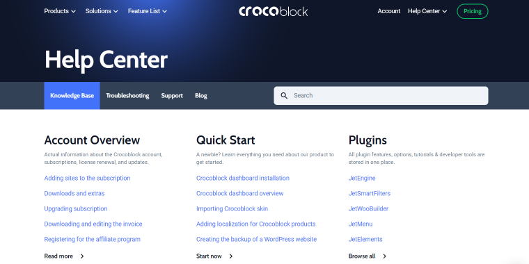 crocoblock help center main page