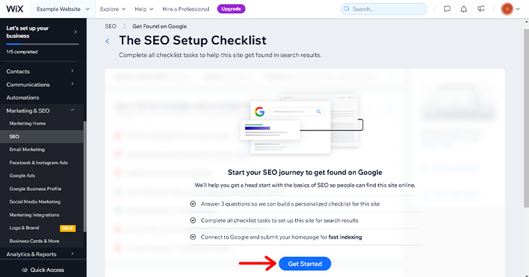 Click on the Get Started Option