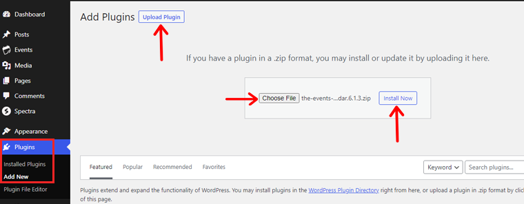 Upload And Install the Premium Plugin - Create an Event Website