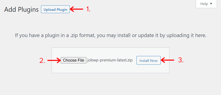 Upload and Install JobWP