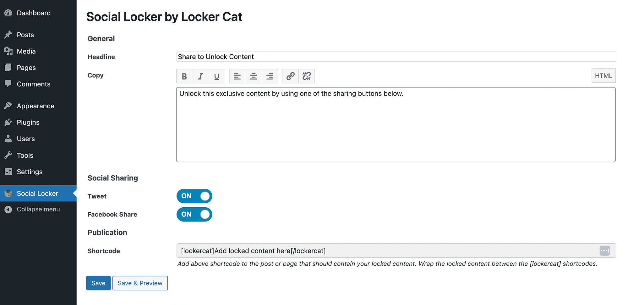 Customizing your settings in Locker Cat.