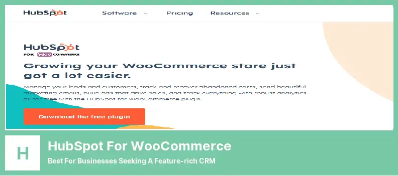 HubSpot for WooCommerce Plugin - Best for Businesses Seeking a Feature-rich CRM