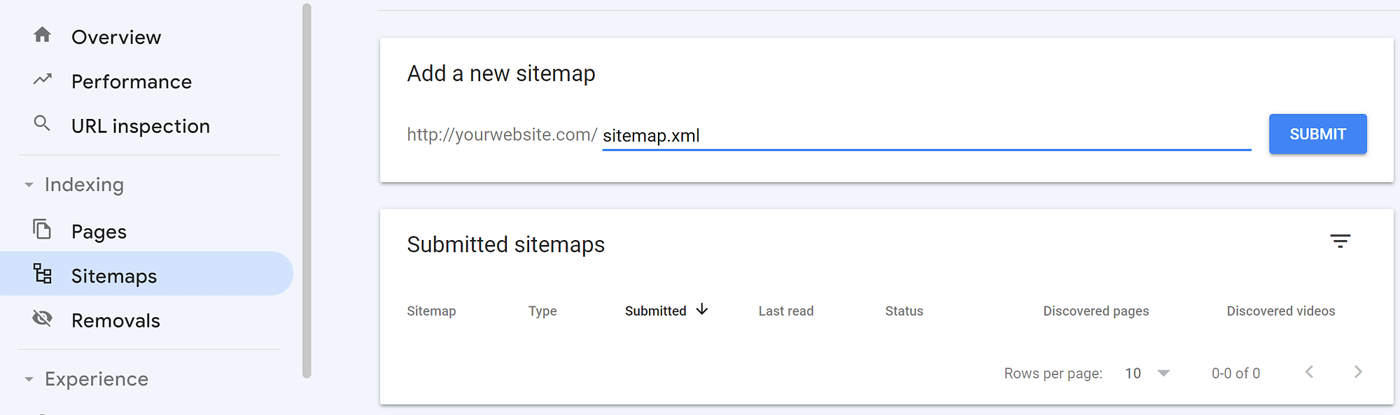 Submit a sitemap to Search Console.