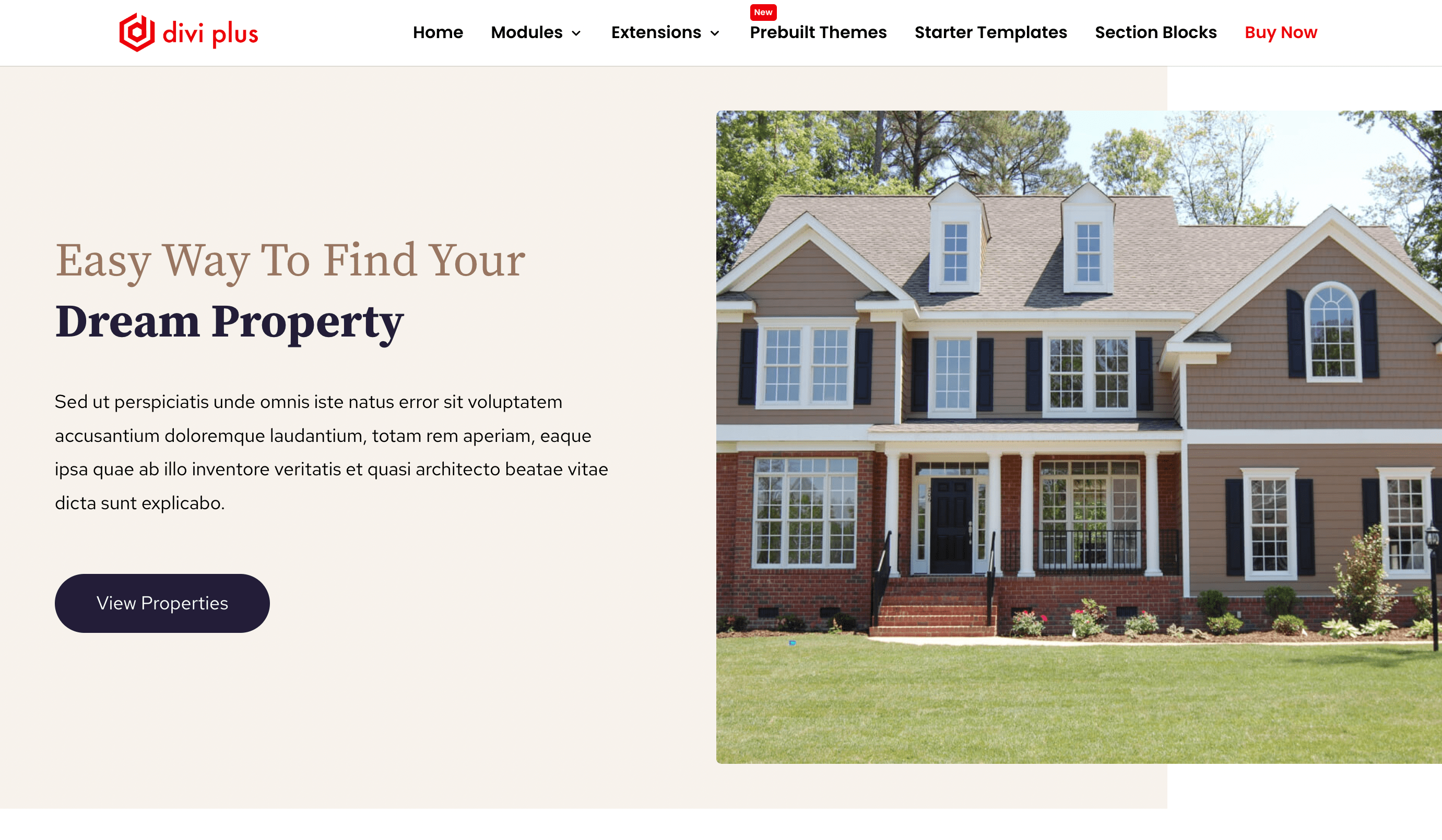 Divi Plus offers one of the best property management website templates.