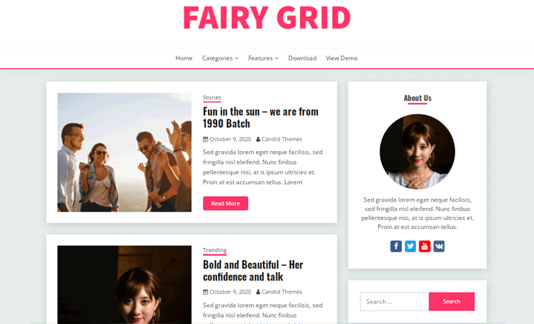 Fairy Blog WordPress Theme for Health Blog