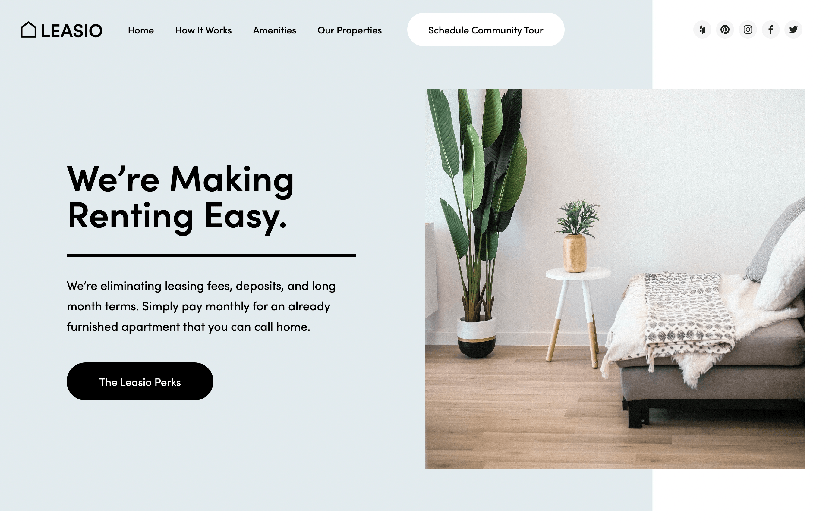 Leasio is one of the best property management website templates for Squarespace.