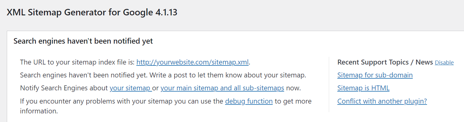 Checking your sitemap's URL inside the XML sitemap generator for Google console