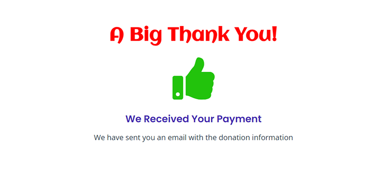 Thank You Page - Accept Donations on WordPress Site