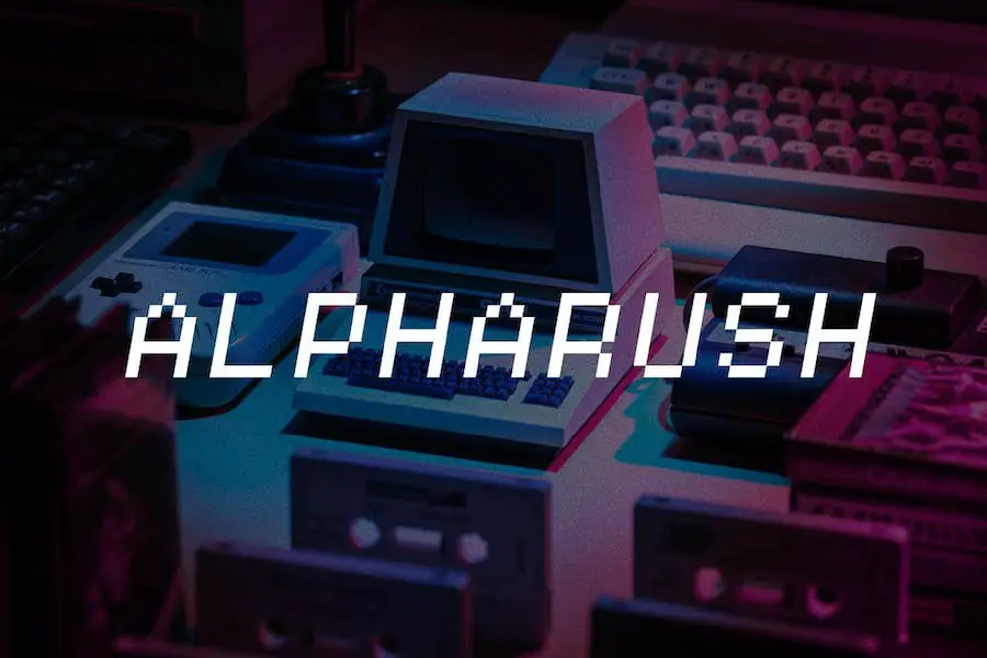 Alpharush - retro gaming font - 