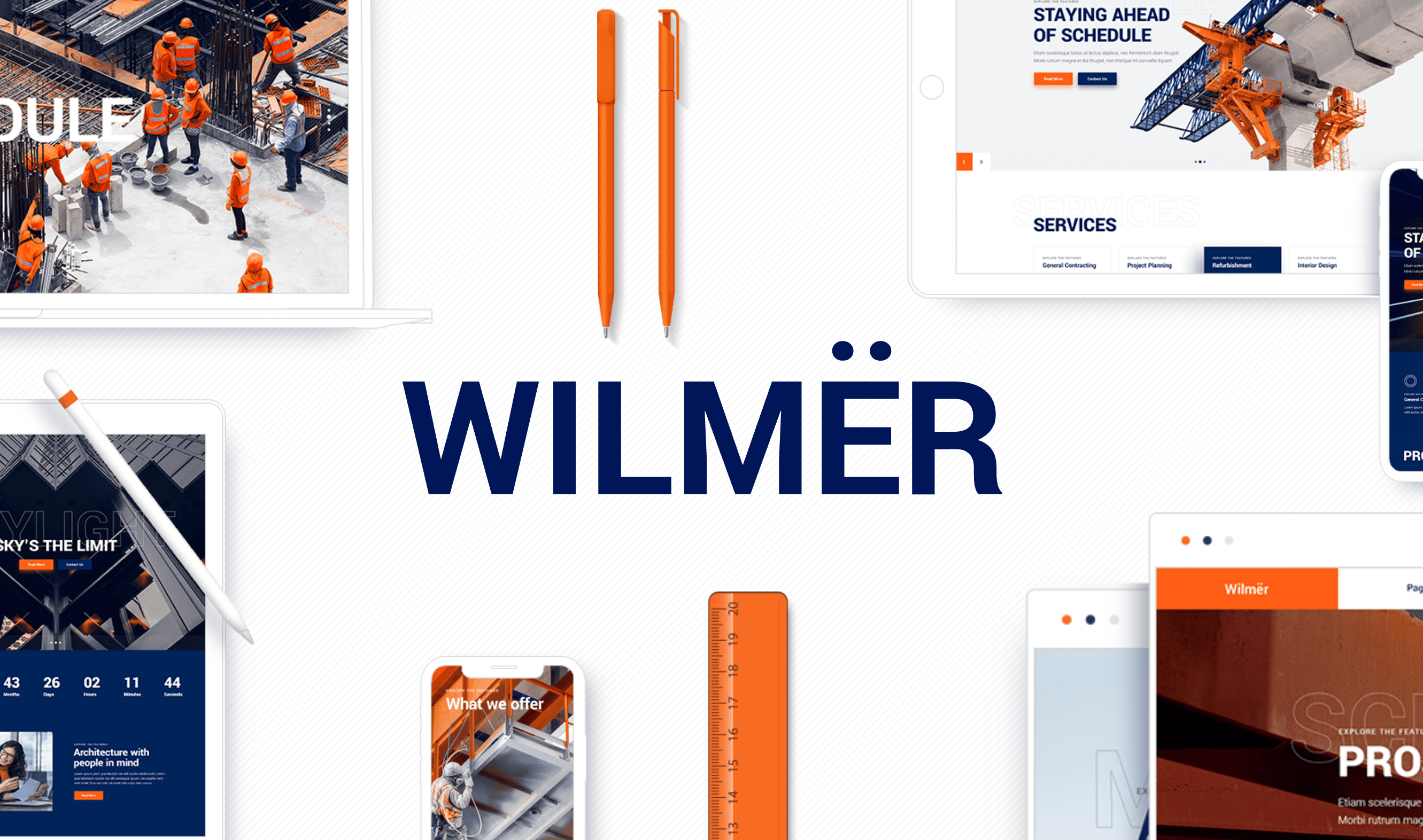 Wilmër is a construction theme that can be used as a property management website template.