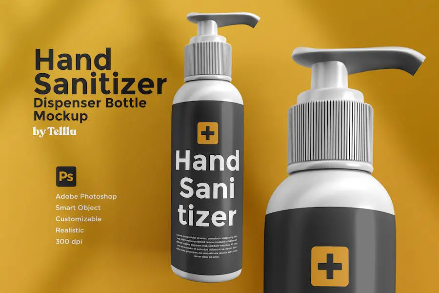 Hand Sanitizer Dispenser Bottle Mockup - 