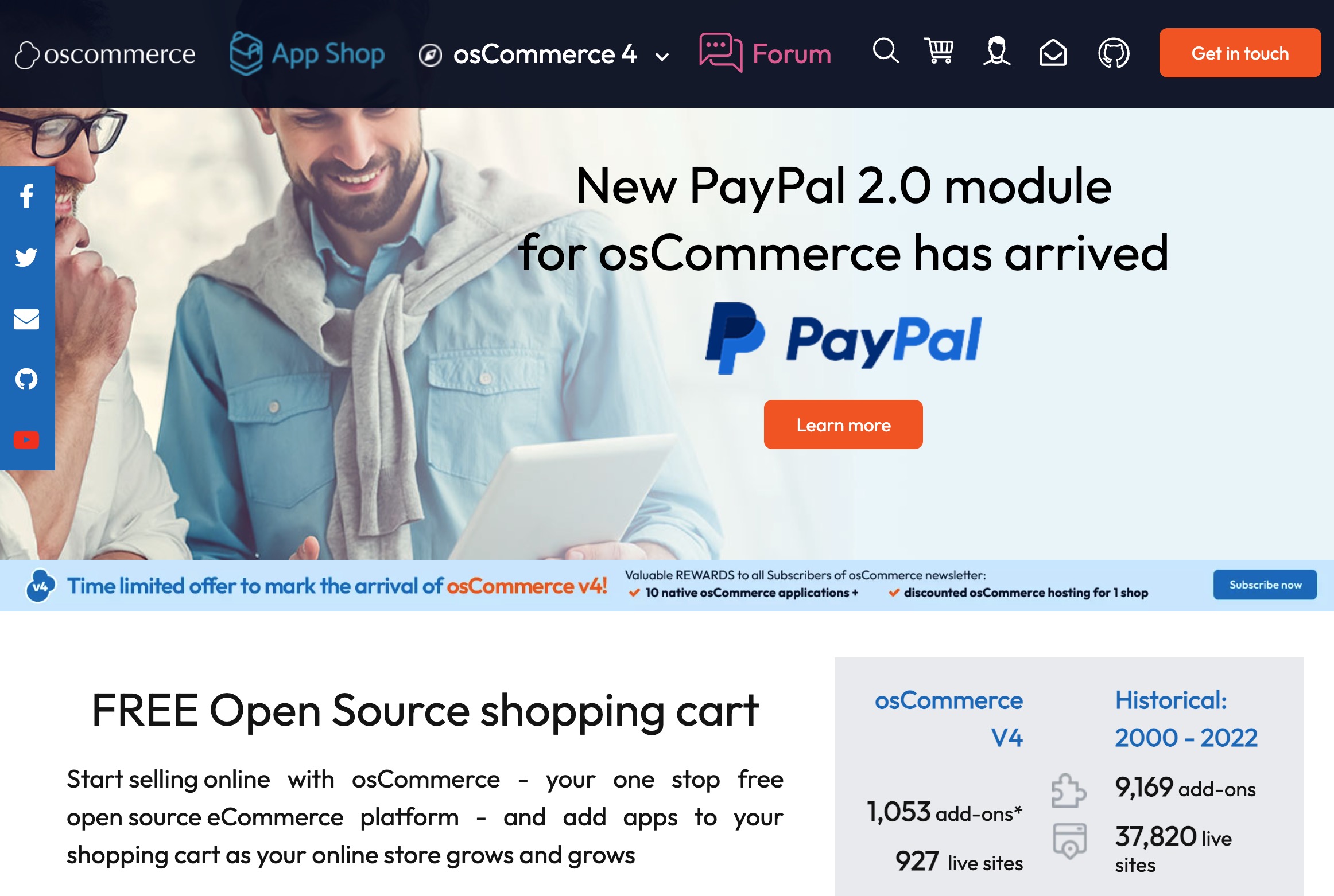 osCommerce homepage.