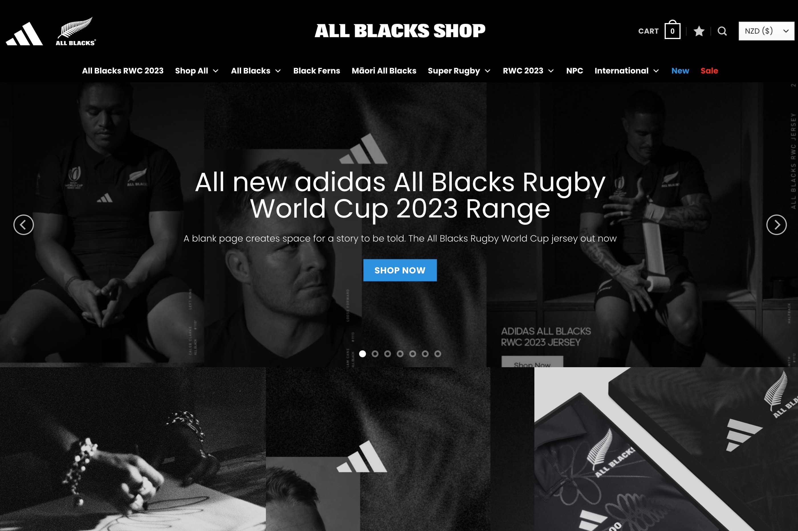 The All Blacks website uses open source ecommerce.