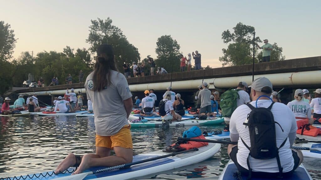 paddlers at the 2022 Dam That Cancer event
