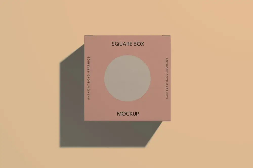 Square Box Free Mockup Top View - 