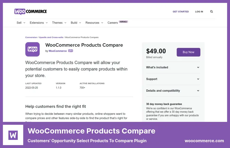 WooCommerce Products Compare Plugin - Customers' Opportunity Select Products to Compare Plugin