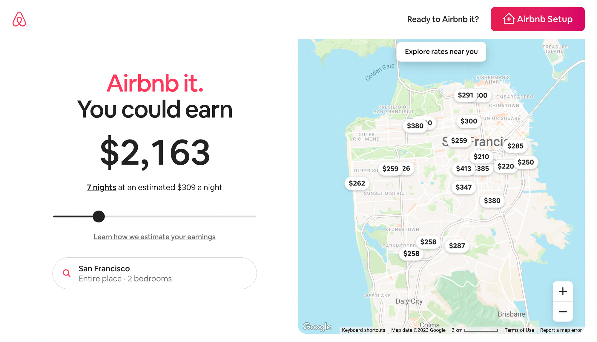Airbnb and their landing page.