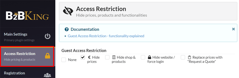 Guest Access Restriction Settings