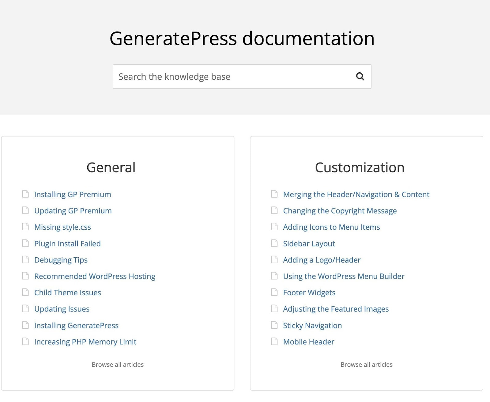 GeneratePress review of the documentation.