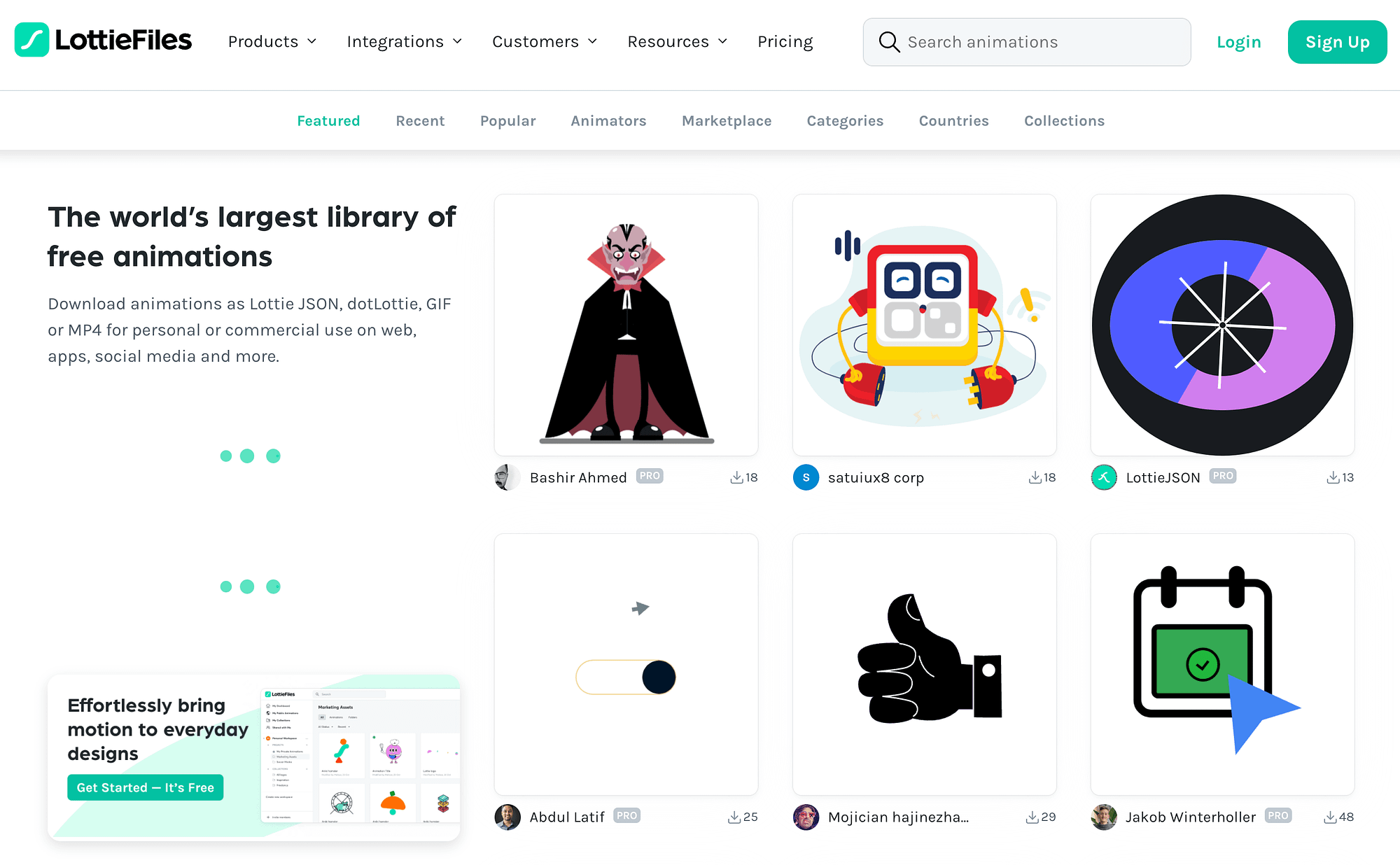 The Lottie animations library.