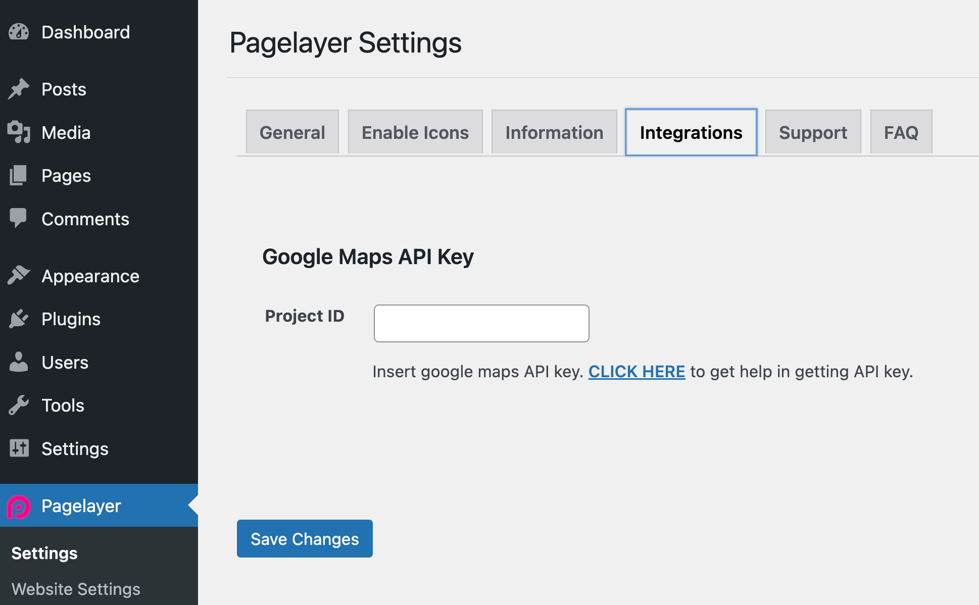 Pagelayer integrations.