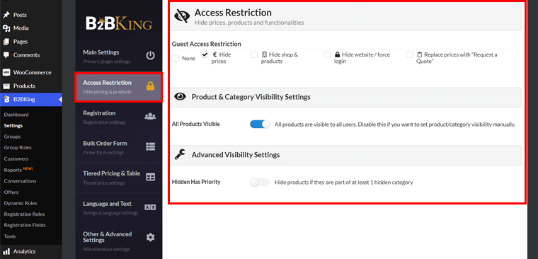 Product & Category Visibility Settings 