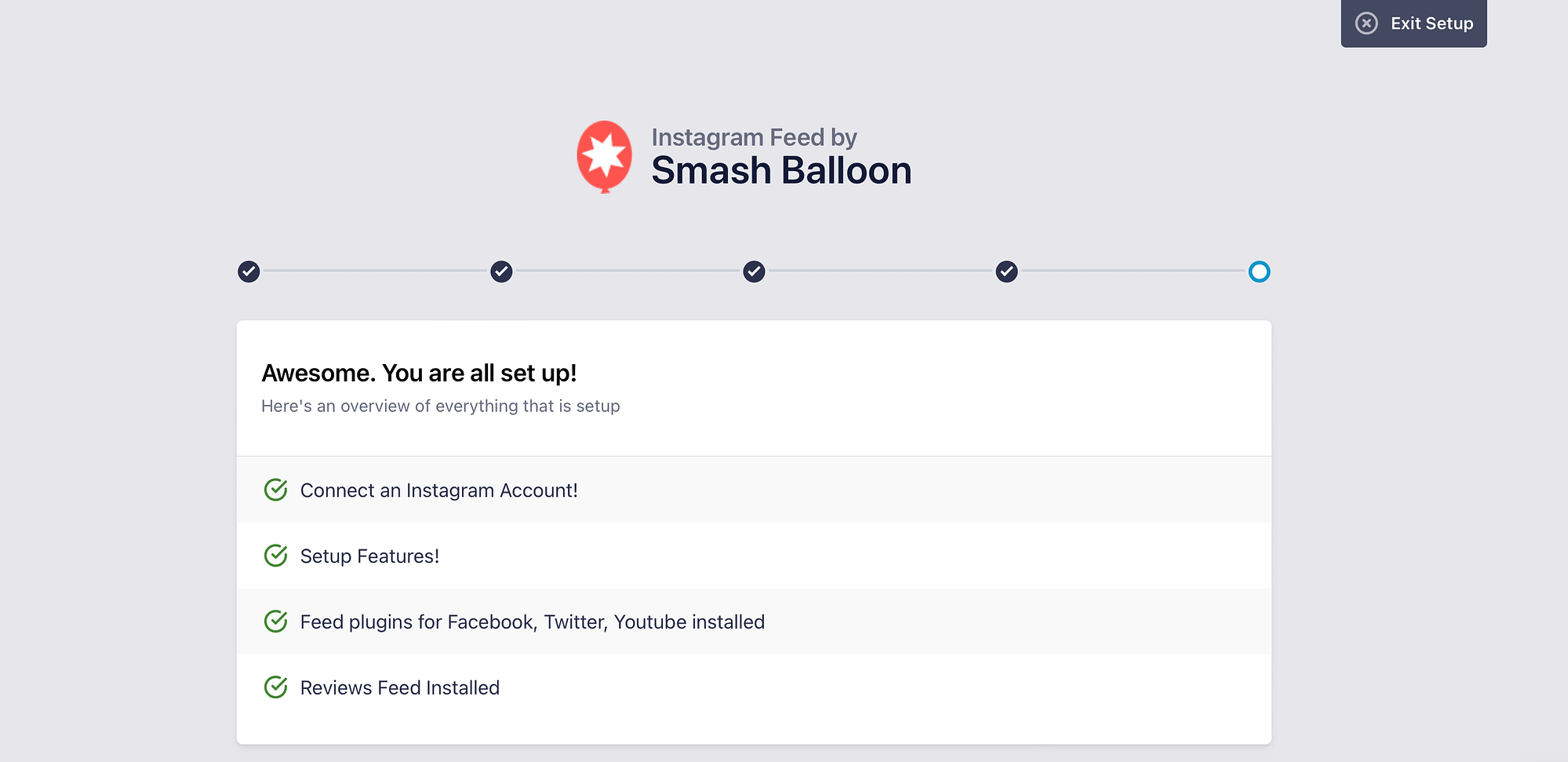 Smash Balloon setup complete.