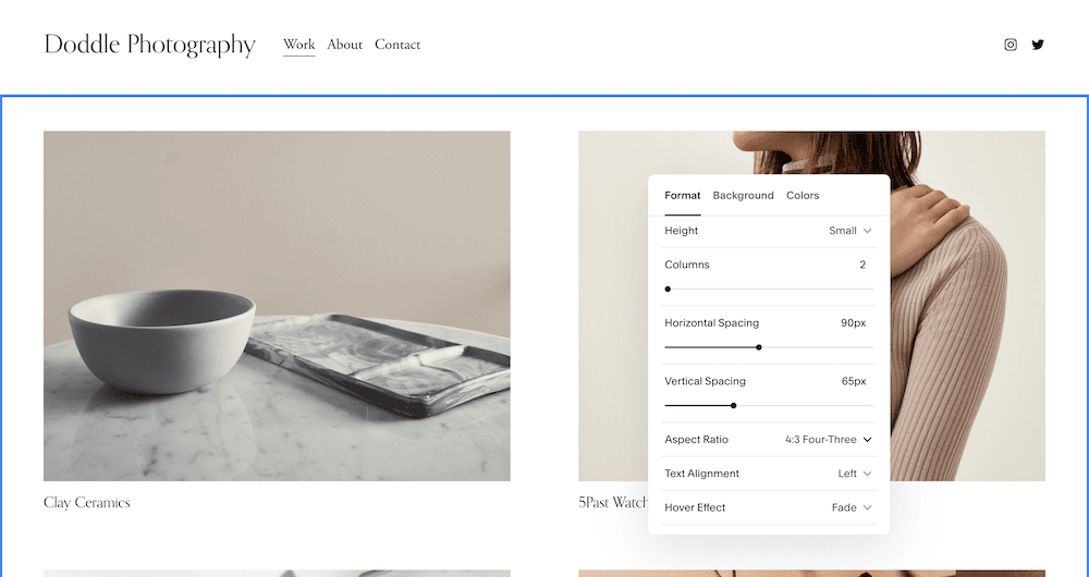 Customizing a site design within Squarespace's editor.