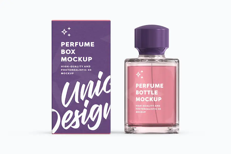 Perfume Bottle & Box Mockup - 
