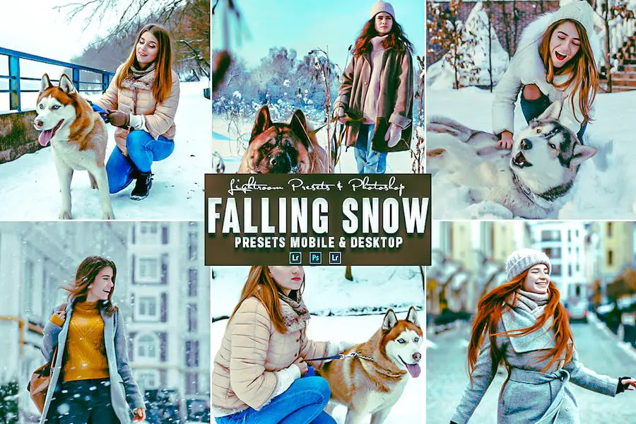 Falling Snow Photoshop Action & Lightrom Presets - 
