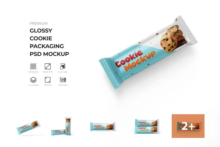 Glossy Cookie Biscuit Packaging Mockup - 