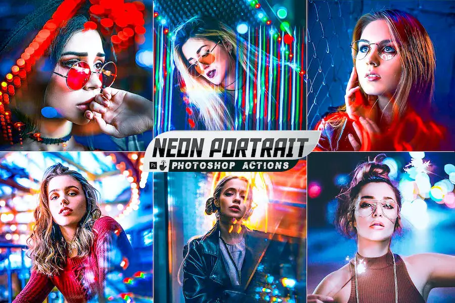 Neon Portrait Photoshop Action - 
