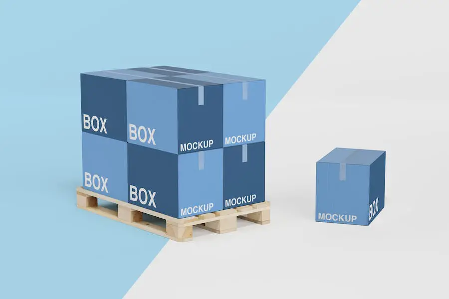 6 Cardboard Boxes Mock up - 