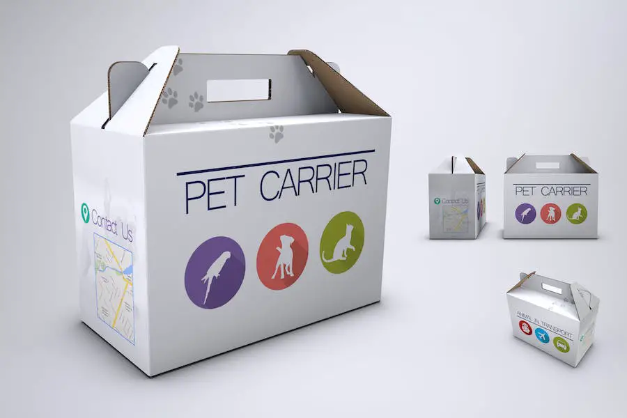 Pet Carrier Cardboard Box Mock-Up - 