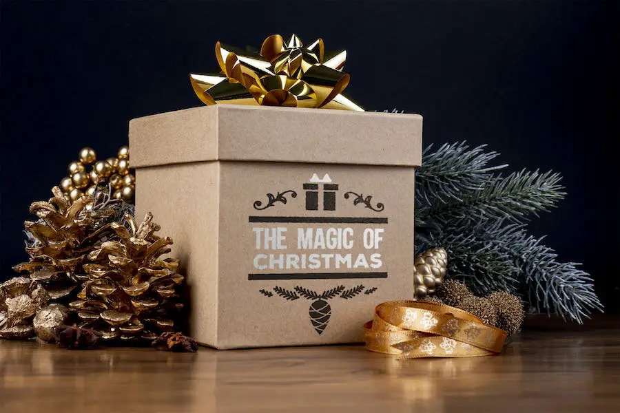 Christmas gift box mockup - 