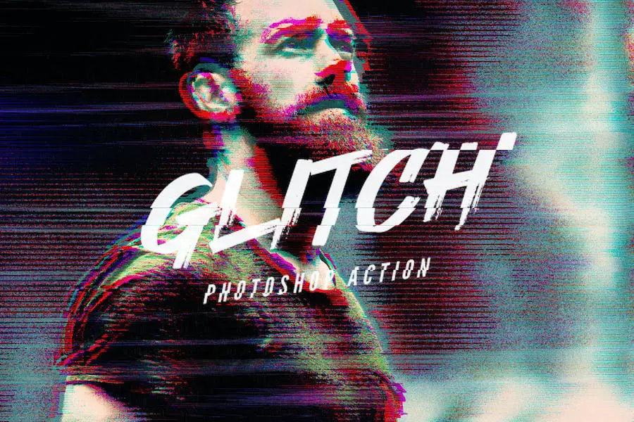 VHS Glitch Photoshop Action - 