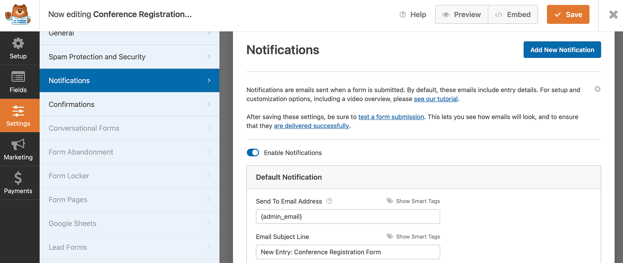 How to customize WPForms notifications.