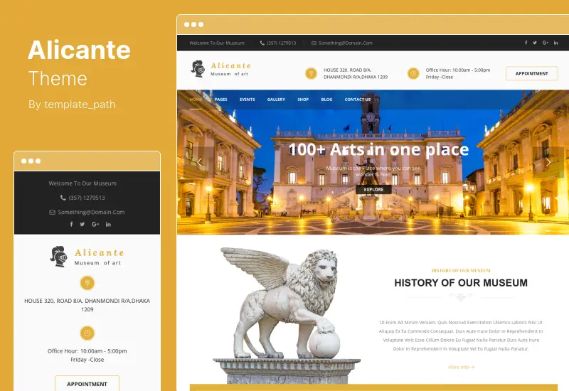 Alicante Theme - Museum  Exhibition WordPress Theme