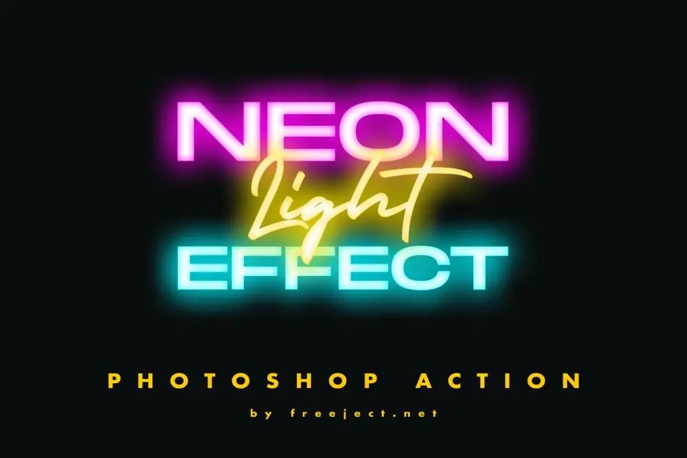 Free Download Neon Light Text Effect Photoshop Action - 