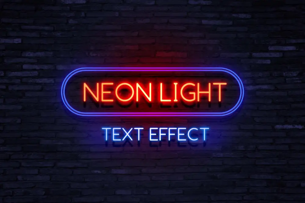 Free Neon Text Effect Mockup (PSD) - 