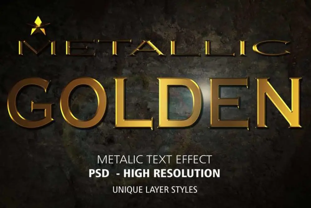Golden Metallic Text Effect PSD Vol.4 - 