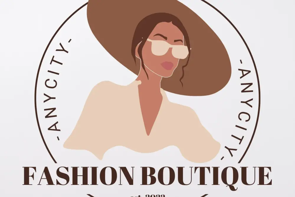 Beige Brown Elegant Fashion Illustration Circle Logo for Store - 