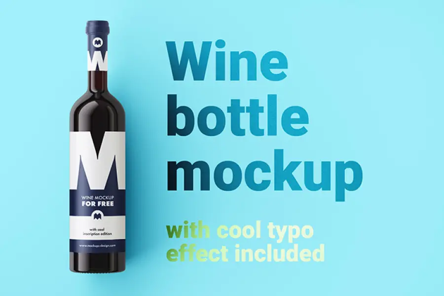 Free wine bottle mockup - 