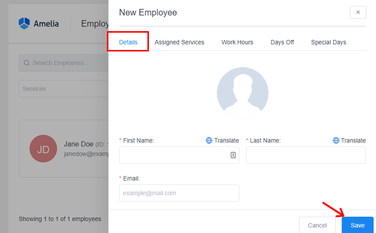 Add Employee Detail And Save