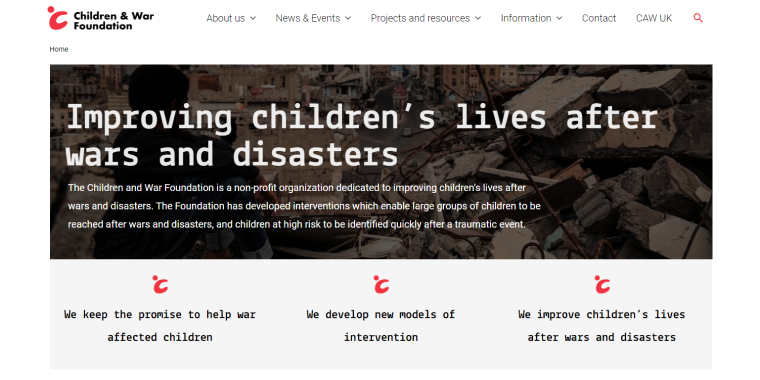 children and war foundation website made with croco