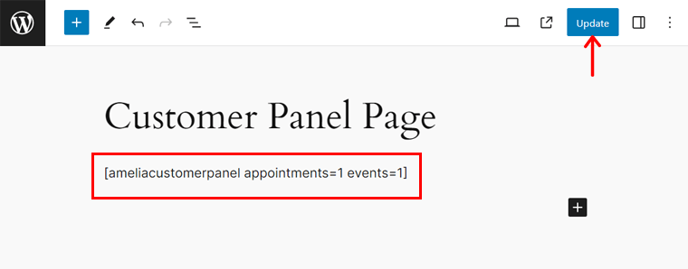 Customer Panel Page - Shortcode Addition - Amelia Review
