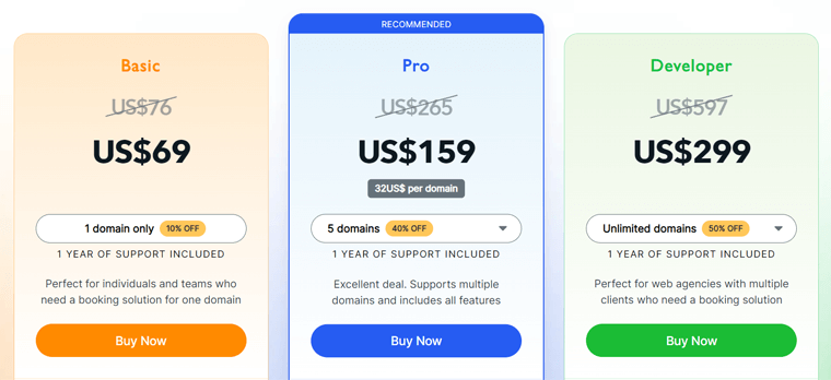 Pricing Plans of the Amelia Plugin