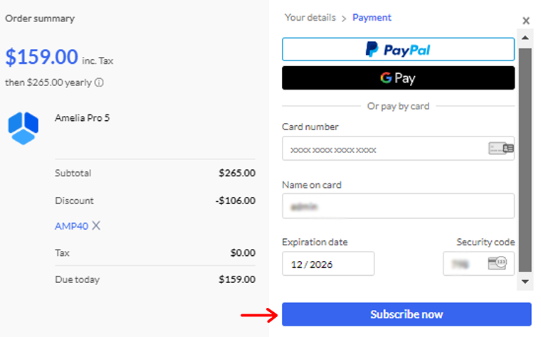 Select Payment Option And Subscribe